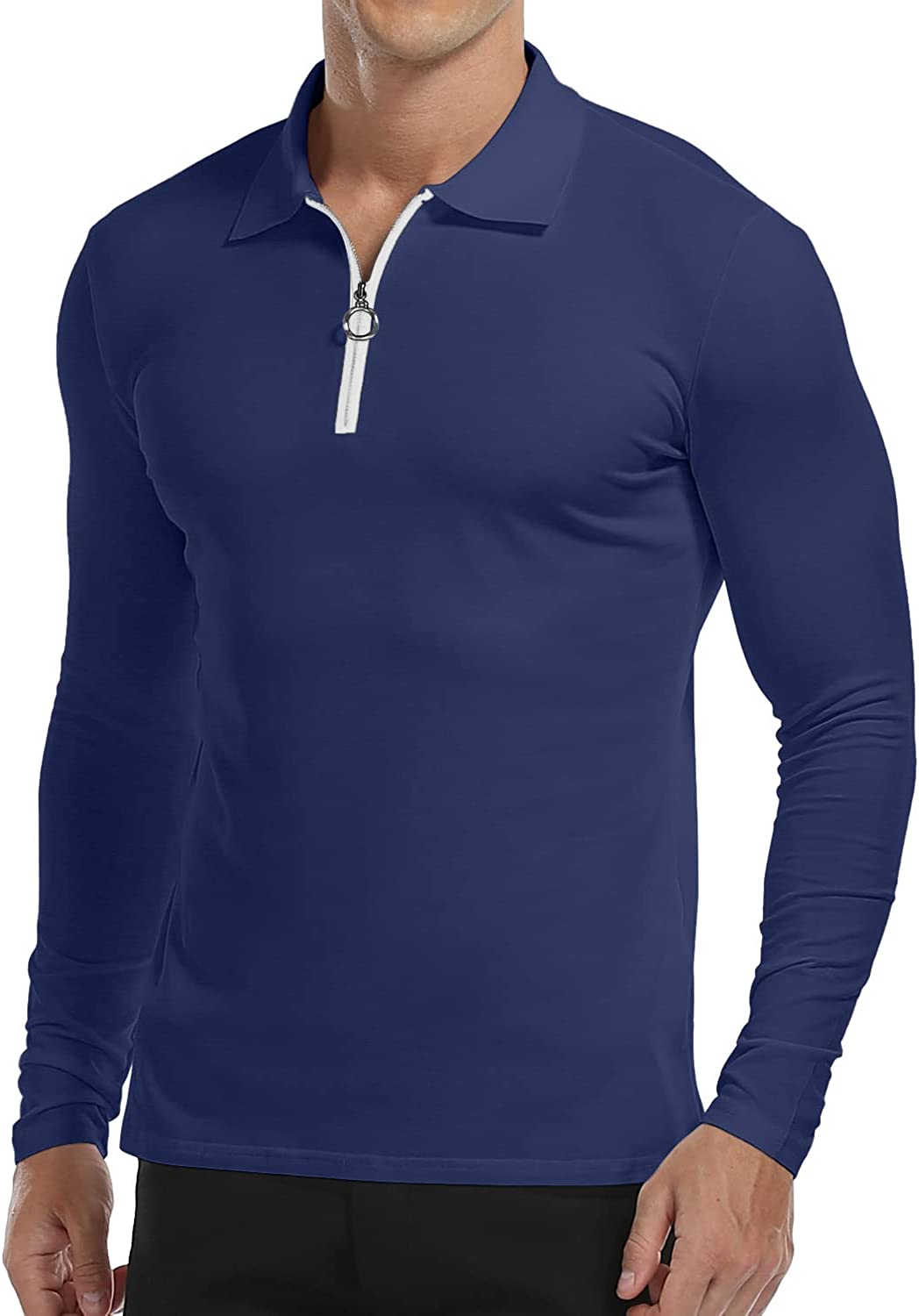 YTD Men's Short/Long Sleeve Polo Shirts Quarter-Zip Casual Slim Fit Lapel Neck Basic Designed Cotton Shirts - Image 3